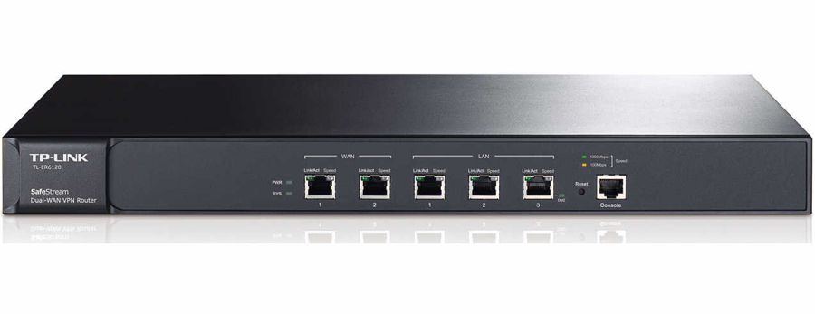 Router VPN TP-Link TL-ER6120 / 2-WAN Port | 2211 - Router VPN Balanceador de Carga, 2-WAN Gigabit, 2-LAN Gigabit, 1-LAN/DMZ Gigabit, 1-Puerto de Consola, Firewall Integrado, 100 Túneles IPsec VPN, Encriptación DES, 3DES, AES128, AES192, AES256