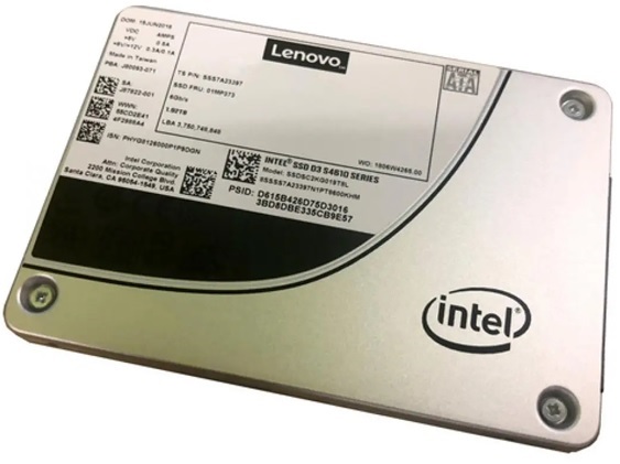 SSD  480GB SATA / Lenovo 4XB7A13640 | 2308 - SSD para servidor, Intel S4610 Mainstream SATA 3.5'', Bandeja de intercambio en caliente, Interfaz SATA de 6 Gbps, Unidades escritas por día: 3.4 DWPD, Bytes totales escritos: 3.0 PB