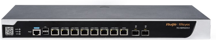 Router 1.5 Gbps / Ruijie Reyee RG-NBR6205-E | 2310 - RG-NBR6205-E / Router Gigabit administrado en la nube, Ancho de banda de 1.5 Gbps, 1-Puerto WAN Gigabit, 8-Puertos LAN Gigabit, 2-puertos SFP 1G, 7-Puertos conmutable LAN/WAN, RAM: 2GB, Flash: 8MB