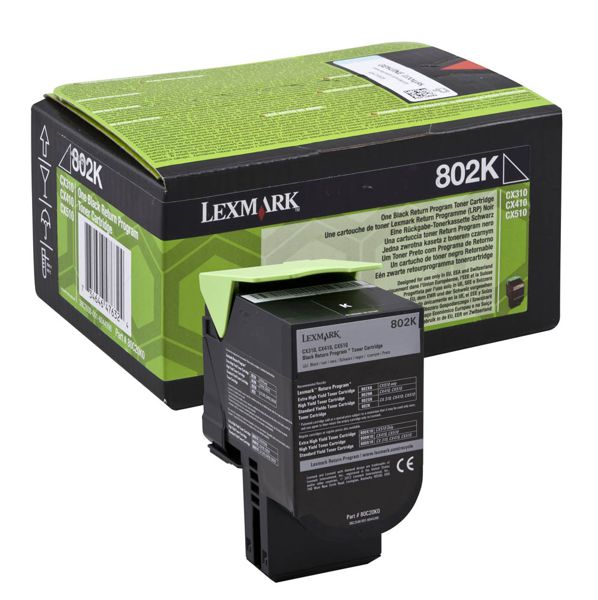 Toner Original - Lexmark 80C20K0 para 802K Negro | Para uso con Impresoras Lexmark CX310, CX410, CX510 Lexmark 80C20K0  Rendimiento Estimado 1.000 Páginas con cubrimiento al 5%