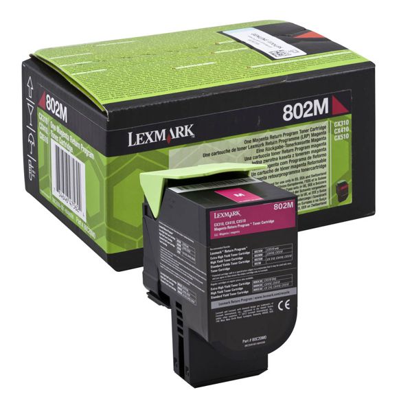 Toner Original - Lexmark 80C20M0 para 802M Magenta | Para uso con Impresoras Lexmark CX310, CX410, CX510 Lexmark 80C20M0  Rendimiento Estimado 1.000 Páginas con cubrimiento al 5%