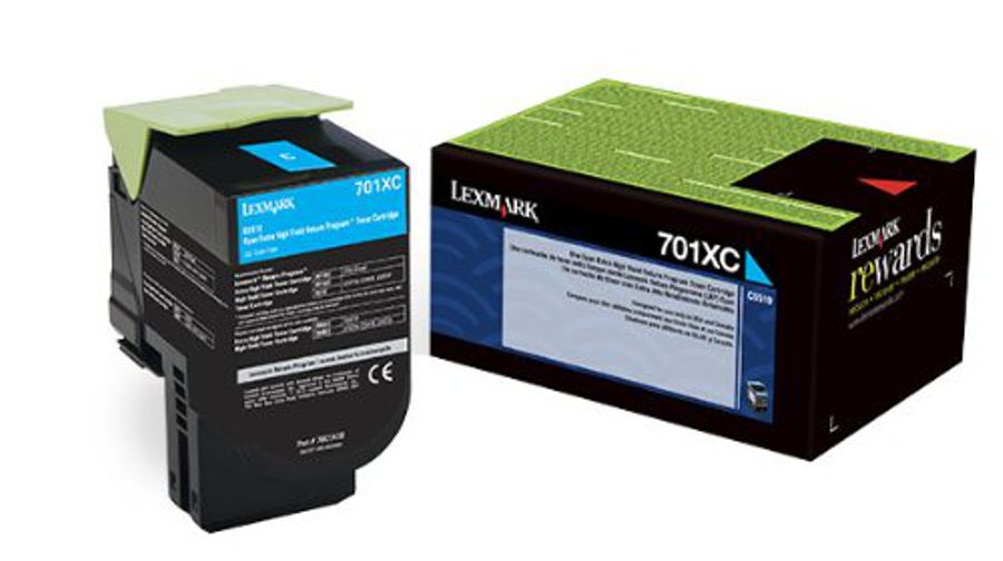 Toner Original - Lexmark 70C1XC0 Cian para 701XC | Para uso con Impresoras Lexmark CS310, CS410, CS510 Lexmark 70C1XC0  Rendimiento Estimado 4.000 Páginas con cubrimiento al 5%