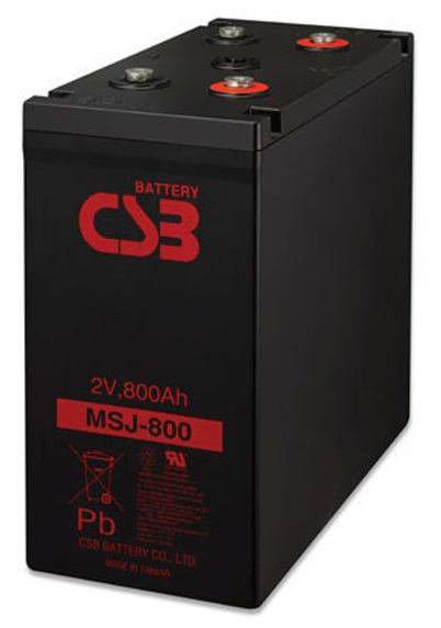 CSB MSJ-800 AGM / Batería 2V-800Ah | 2304 - Batería Estacionaria CSB MSJ 800 AGM, 2V/800Ah @ 10-Hr Rate, Larga vida y gran confiabilidad, Baja autodescarga: Menos del 10% en 90 días, Dimensiones 339 x 331 x 373 x 174 mm 