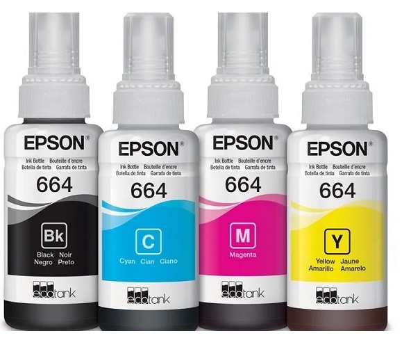 Tinta para Epson L355 / T664 70ml | 2110 - Cartuchos de Tinta Original Epson T664. El Kit Incluye: T664120 Negro, T664220 Cian, T664320 Magenta, T664420 Amarillo