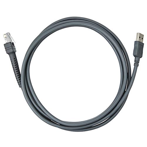 Cable USB a RJ45 para Zebra LS3408 / 2m | 2212 - CBA-U01-S07ZAR / Cable USB especial para escáneres de código de barras Zebra, Conector-1: USB 2.0 macho, Conector-2: RJ-45 Ethernet, Longitud: 2 mts, Color gris 