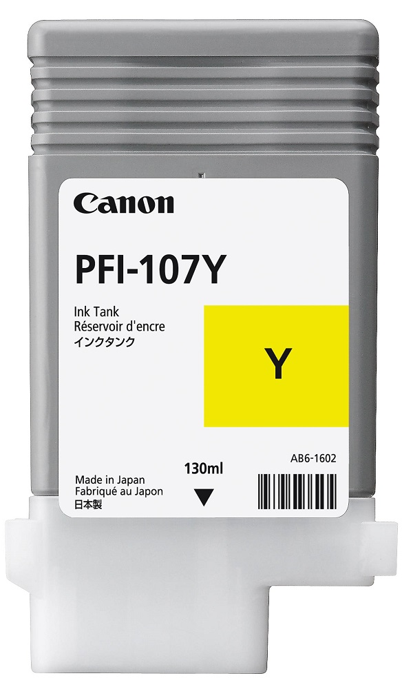 Cartucho de Tinta PFI-107Y para Canon ImagePrograf iPF680 / 6708B001AA Amarillo | 2201 - Original Cartucho de Tinta Canon PFI-107Y / 6708B001AA, Color Amarillo, Rendimiento de impresión: 130 mililitros. PFI 107Y PFI107Y