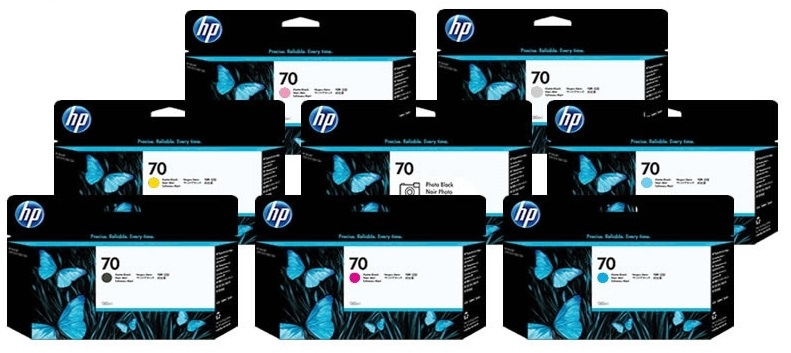 Tinta para Plotter HP DesignJet Z2100 / HP 70 130ml | Original Ink Cartridges HP 70. El Kit Incluye: C9448A C9449A C9451A C9452A C9453A C9454A C9455A C9390A HP70 