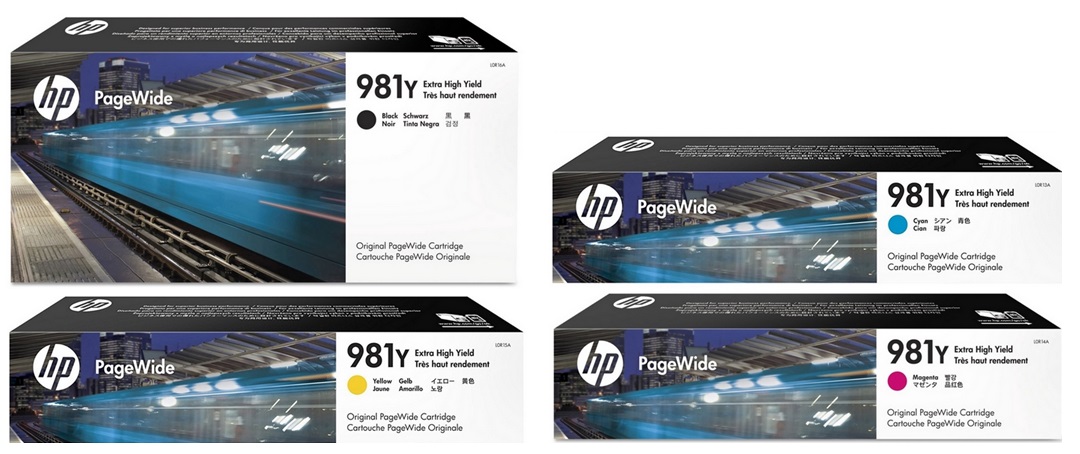Tinta para HP PageWide 586dn MFP / HP 981Y | Original Ink Cartridge HP-981Y Extra Alto Rendimiento. El incluye: L0R13A L0R14A L0R15A L0R16A HP981X 