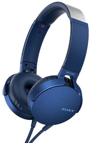 Diadema 3.5mm para Smartphone – Sony Extra BASS XB550AP MDRXB550APLC Azul | Elegantes auriculares cerrados diseñados para los amantes de la música, Altavoces tipo domo 30mm, Micrófono integrado que permite cambiar de música a Conversación y viceversa
