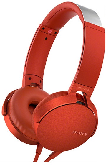 Diadema 3.5mm para Smartphone – Sony Extra BASS XB550AP MDRXB550APRC Rojo | Elegantes auriculares cerrados diseñados para los amantes de la música, Altavoces tipo domo 30mm, Micrófono integrado que permite cambiar de música a Conversación y viceversa