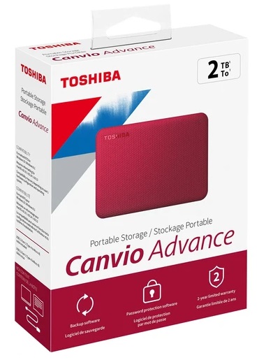 Disco Externo  2TB - Toshiba Canvio Advance | 2110 - Disco duro externo portátil Canvio Advance, Formato 2.5'', Capacidad de almacenamiento de 2TB, Interfaz 1 x USB 3.2 / USB 3.2 Gen 1 (Compatible con USB 2.0), Tasa de transferencia de datos: Hasta 5Gbps