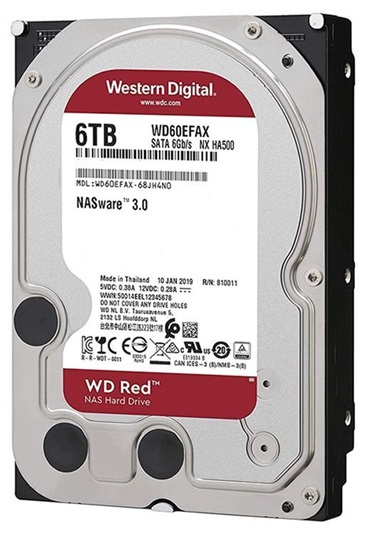 Disco Duro para NAS - WD Red WD60EFAX / 6TB | Western Digital, Formato 3.5'', Interface SATA III 6 Gb/s, Caché 256MB, 5400 rpm, Velocidad 180 Mbps