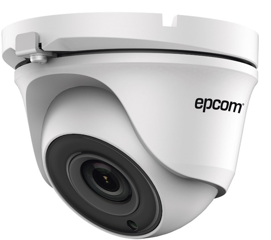 Cámara CCTV tipo Domo – EPCOM E8-TURBO-G2 / CMOS 2MP | 2112 – Cámara CCTV tipo Domo, Turret TURBOHD 1080p, CMOS de 2 MP, PAL/NTSC, Resolución: 1920 (H) × 1080 (V), Iluminación: 0.01 Lux, Lente: 2.8 mm/ 3.6 mm/ 6 mm, Campo de visión: 103°