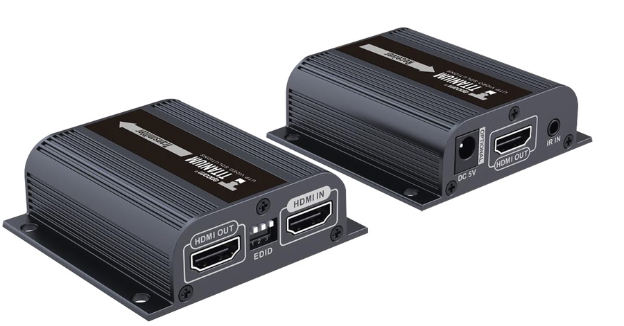 Kit extensor HDMI – EPCOM TT372EDID | 2112 – Kit extensor HDMI, Alimentación: 5 VCD 2A, Potencia de consumo: TX ≤ 3W; RX ≤ 2W, Peso: 83 g, Dimensiones: 72 x 67 x 25 mm, HDMI 1.4A, HDCP 1.2a, Ancho de banda: 225MHz (10.2Gbps), PCM, C3, DTS