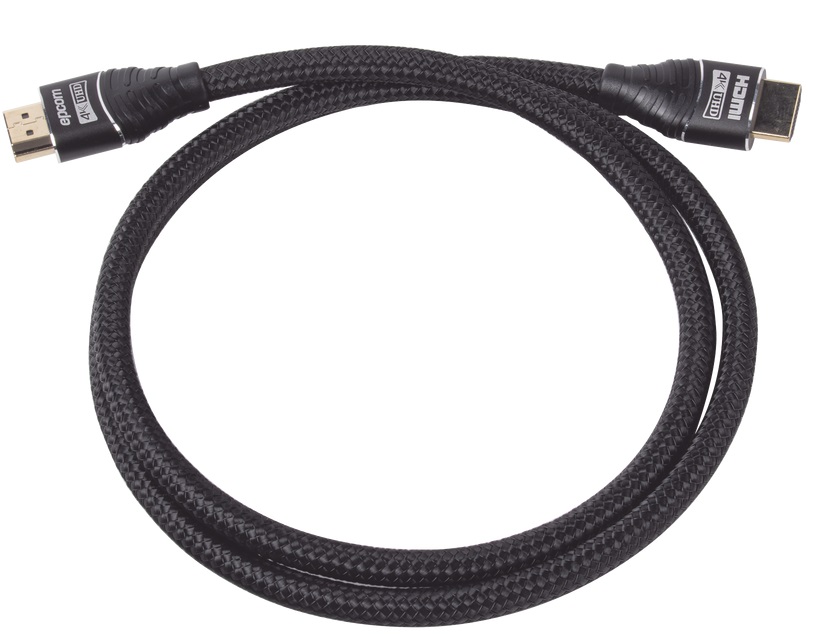 Cable HDMI – EPCOM RHDMI1M | 2112 – Cable HDMI v2.0 M-M de 1 m (conector A), Soporta: 3D/ HD 4K x 2K, Carcasa de aluminio, malla de nylon, Conductor de cobre 19+1, Trenzado de aluminio de triple blindaje, Ancho de banda: 10.2 Gigabit/sec 340 Mhz