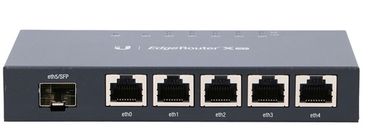 EdgeRouter / Ubiquiti R-X-SFP | Puertos: 5x Gigabit Ethernet RJ45 PoE, 1x Gigabit SFP, Capa 2, Memoria Flash: 256 MB, Procesador: 880 MHz Dual-Core, Memoria: 256 MB DDR3. Power Draw: 5.0 W, Potencia de entrada de CC: VDC a 0.5 A, PoE Power Budget: 50 W