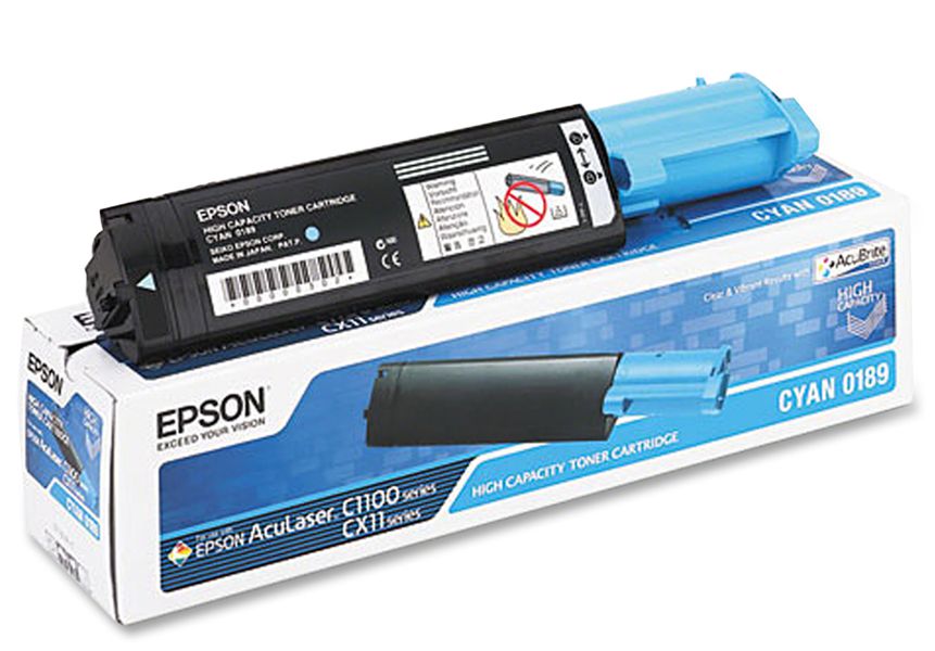 Toner Original Epson S050189 Cian | Compatible con impresoras Epson Acualaser C1100, CX11NF. Rendimiento Estimado 4.000 Páginas con cubrimiento al 5%    