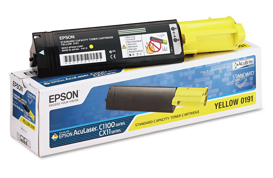 Toner Original Epson S050191 Amarillo | Compatible con impresoras Epson Acualaser C1100, CX11NF. Rendimiento Estimado 1.500 Páginas con cubrimiento al 5%  
