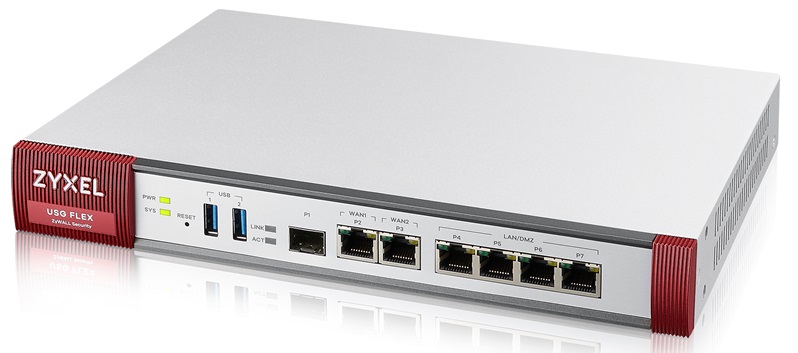 Firewall Zyxel USGFlex200 | 2111 - Plataforma de gestión en la nube, Puertos: 4x LAN/DMZ Gigabit, 2x WAN Gigabit, 1x SFP Gigabit, 2x USB 3.0, 1-Puerto de consola DB9, Capacidad y Rendimiento: Firewall SPI 1800Mbps, VPN 450Mbps. USGFLEX200-EU0102F 