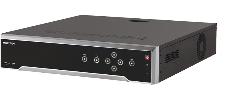  NVR Hikvision DS7732NIK4 / 32 Canales IP | 2205 – NVR 4K de 1.5U, Canales IP: 32-ch, Resolución: 12MP, HDMI: 1-ch, VGA: 1-ch, Ancho de banda: 256 Mbps, Salida de audio: 1-ch RCA, H.265/H.264, 2x RJ-45, 4x SATA (10TB), 3x USB