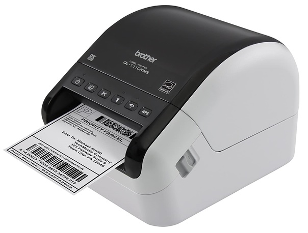  Impresora de Etiquetas – Brother QL-1110NWB | 2108 - Térmica directa, Conectividad (USB, Ethernet, Wi-Fi & Bluetooth), Anchura de etiqueta: 103.9 mm, Ancho de impresión: 101.6 mm, Resolución: 300 dpi, Velocidad Hasta 69 etiquetas por minuto 