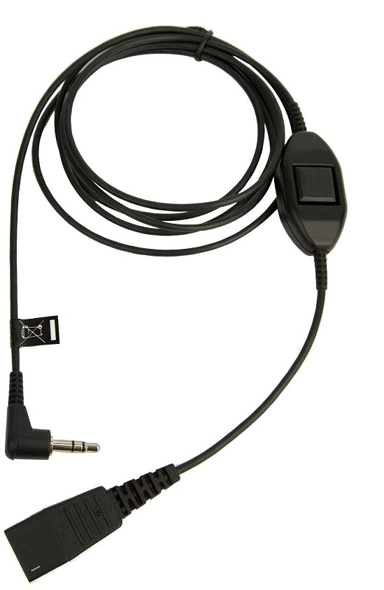 Cable de desconexión rápida (QD) para Alcatel – Jabra 8735-019 | 2203 – Cable de desconexión rápida (QD) para Alcatel, Longitud: 50 cm, Conexión 1: QD, Conexión 2: Jack 3.5mm, Tipo de conexión: Macho, Color: Negro, Conector: Perpendicular/ Recto