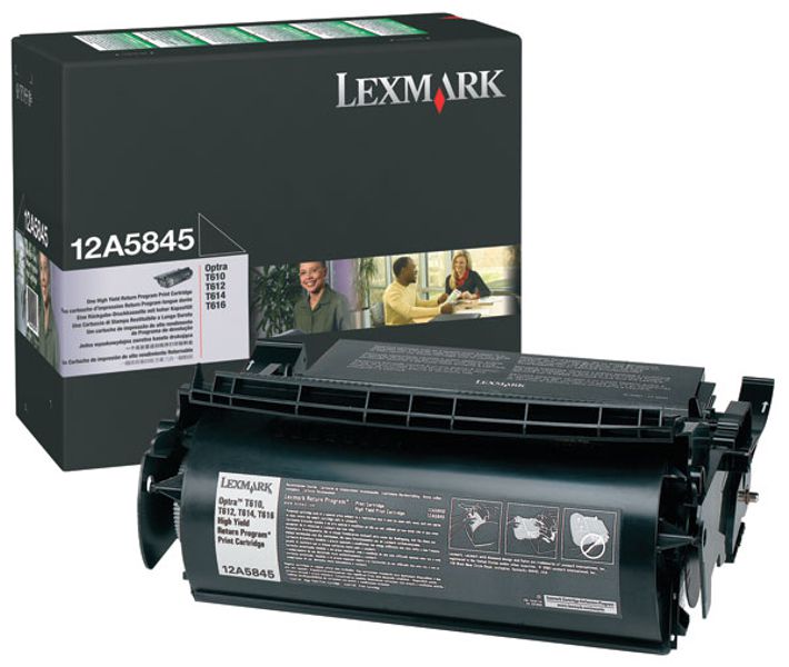 Toner Original - Lexmark 12A5845 Negro | Para uso con Impresoras Lexmark T610, T612, T614, T616, T618 Lexmark 12A5845  Rendimiento Estimado 25.000 Páginas con cubrimiento al 5%