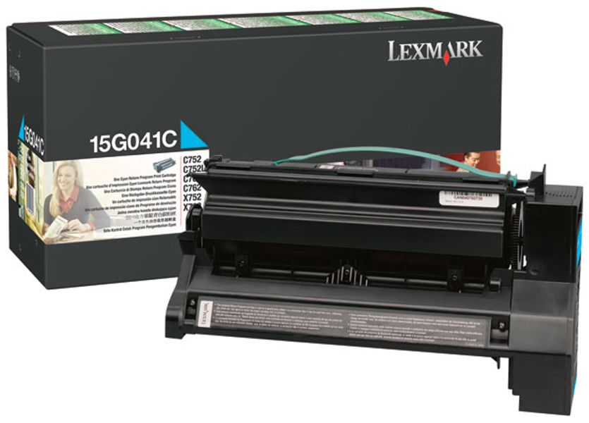 Toner Original - Lexmark 15G041C Cian | Para uso con Impresoras Lexmark C752, C760, C762, X752, X762 Lexmark 15G041C  Rendimiento Estimado 6.000 Páginas con cubrimiento al 5%