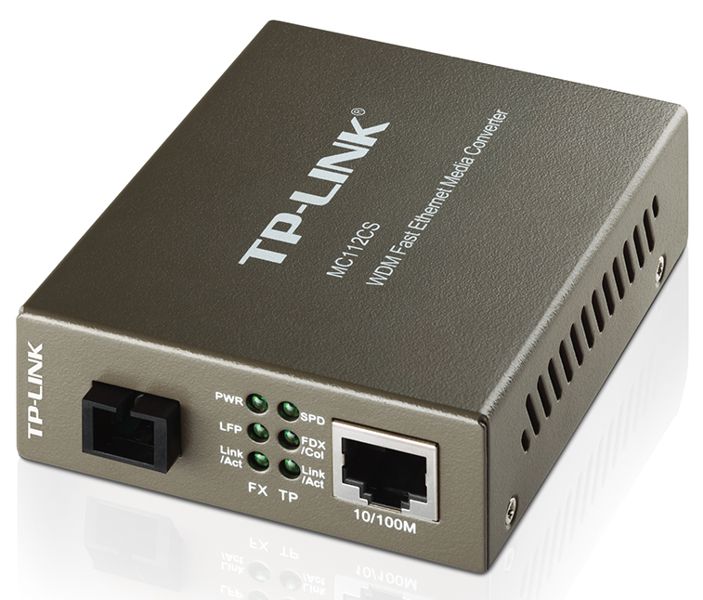 Convertidor de Medios / TP-Link MC112CS | 2405 - Conversor Multimedia WDM. Convierte 100BASE-FX Fibra a 100Base-TX Cobre o viceversa,  Fibra Mono-Modo, 10/100 Mbps, Transmisión 1310nm y Recepción 1550nm, Half-Duplex / Full-Duplex 