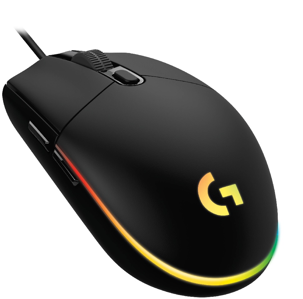 Mouse Alámbrico Gaming – Logitech G203 / 910-005790 - Negro | 2109 – Mouse Gaming, RGB Lightsync, 6 botones programables, Resolución: 200 – 8.000 dpi, Velocidad de respuesta, 1 ms, Rueda de desplazamiento, Conector: USB-A, Dimensiones: 117 x 62 x 38 mm