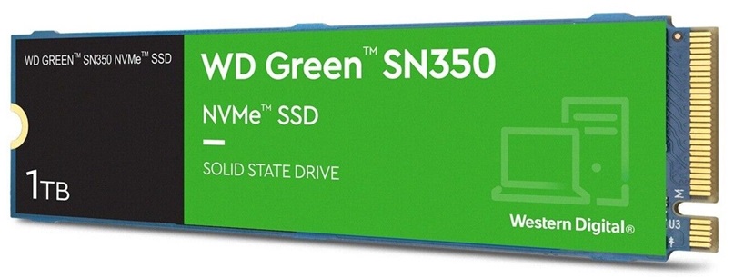 SSD 1TB M.2 PCIe NVMe 2280 / WD Green SN350 | 2305 - WDS100T3G0C / Unidad de estado Solido Western Digital - SSD 1TB M.2 2280 PCIe NVMe, Rendimiento de lectura secuencial: 3200MB/s, Rendimiento de escritura secuencial: 2500MB/s  