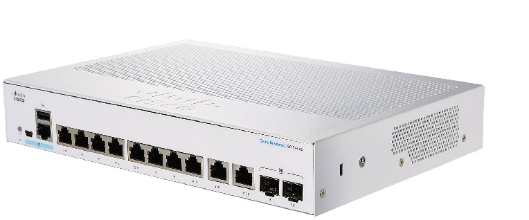  Switch PoE  8-Puertos - Cisco CBS350-8P-2G / 2-SFP | 2110 - Switch Administrable Capa 3, 8-Puertos LAN Gigabit PoE, 2-Puertos Combo SFP/LAN Gigabit, 1-Puerto USB 2.0, Presupuesto PoE 67W, Memoria RAM 512MB, Memoria Flash 256MB, 20 Gbps, 14.88 Mpps   
