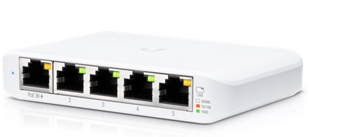 Switch  5-Puertos - Ubiquiti USW-FLEX-MINI | 2109 - UniFi USW Flex Mini Gigabit Managed Switch, Puertos: 5x 10/100/1000 Mb/s Gigabit Ethernet (RJ45), Tasa de reenvío: 7.44 Mpps, Cambio de ancho de banda: 5 Gb/s (sin bloqueo) 10 Gb/s, Power Draw: 2.5W