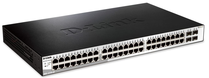  Switch 52-Puertos - DLink DES-1210-52 / 2-SFP | Switch D-Link Administrable Capa 2, 48-Puertos LAN 10/100, 2-Puertos LAN Gigabit, 2-Puertos combinados (LAN/SFP) Gigabit, Velocidad 13.1Mpps, Conmutación: 17.6 Gbps