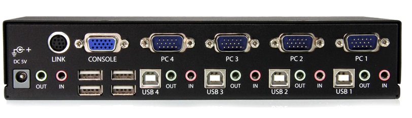  Switch KVM 4-Puertos – StarTech SV431USBAE / USB-VGA | 2201 - Resolución 1920x1440, Soporta Audio, Botón pulsador en Panel Frontal, No Incluye Cables 
