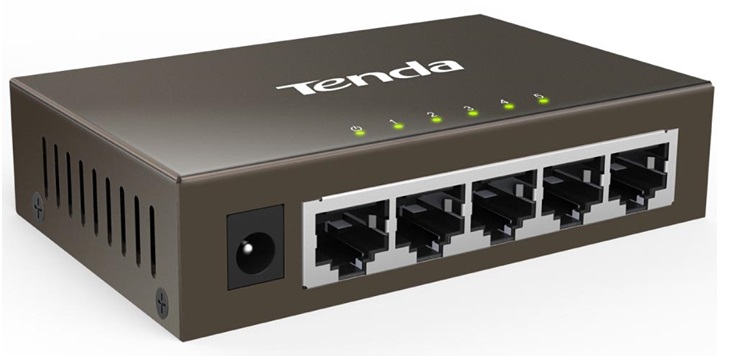 Switch  5-Puertos - Tenda TEG1005D | No Administrable, 5-Puertos LAN Gigabit con MDI/MDIX automático, 10 Gbps, Tabla MAC 2K, Protección contra rayos 6KV