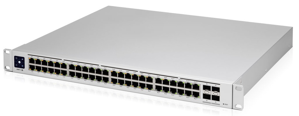 Switch PoE 48-Puertos / Ubiquiti USW-PRO-48-POE | 2310 / Switch Capa 3, 48-Puertos Gigabit Ethernet (40-Puertos PoE, 8-Puertos PoE++), 4-Puertos SFP+ 10G, Capacidad de conmutación: 176 Gb/s, Capacidad de reenvío: 130.94 Mpps, Montaje Rack 1U