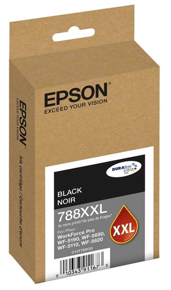 Tinta Epson 788XXL Negro / 4k | 2301 -  Cartucho de Tinta Original Epson T788XXL120-AL C13T788120 Negro. Rendimiento Estimado: 4.000 Pág. al 5%. Impresoras Compatibles: Epson WorkForce Pro WF-5110, WF-5620, WF-5190, WF-5690.