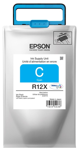 Tinta Epson R12X Cian / 20k | 2301 - Tinta Original Epson TR12X220 Cian. Rendimiento Estimado 20.000 Páginas al 5%. Impresoras Compatibles: Epson WorkForce Pro WF-R4640, WF-R5690, F-R5190  