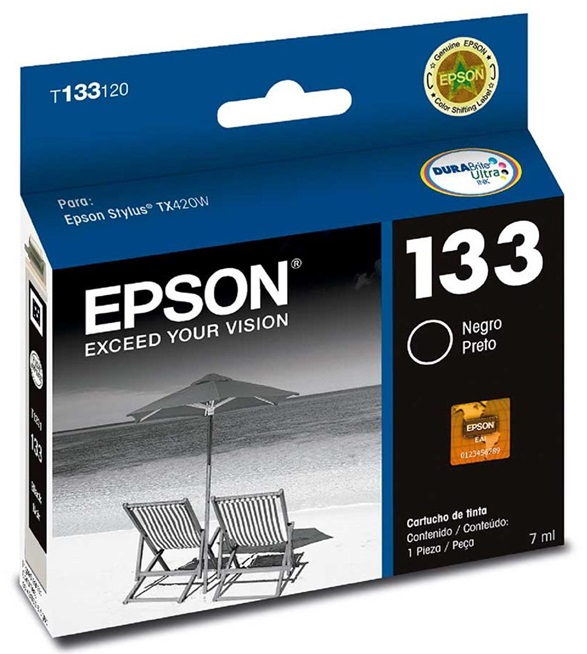 Tinta Epson 133 T133120 Negro | 2301 - Cartucho de Tinta Original Epson 133 para Impresoras Stylus 