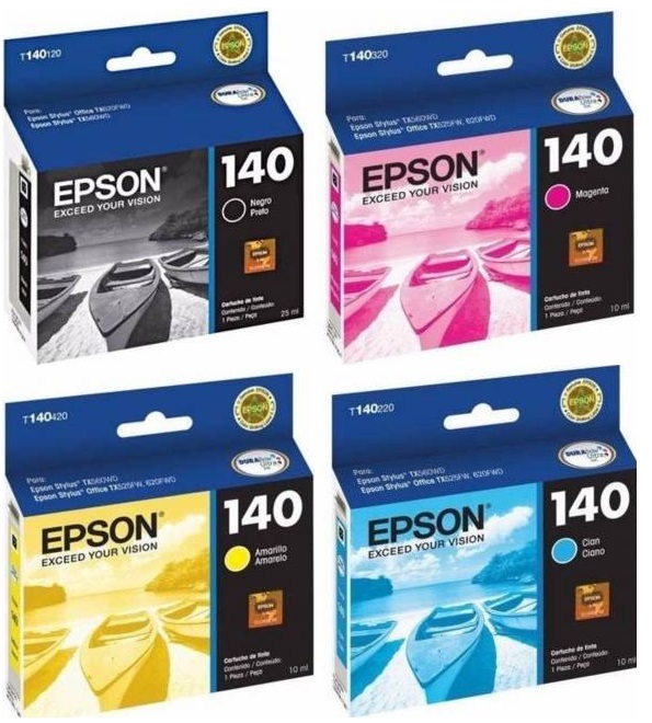 Tinta para Epson Stylus Office Tx620Fwd | 2110 - Tinta Original Epson. El Kit Incluye: T140120 Negro, T140220 Cyan, T140320 Magenta, T140420 Amarilla.   