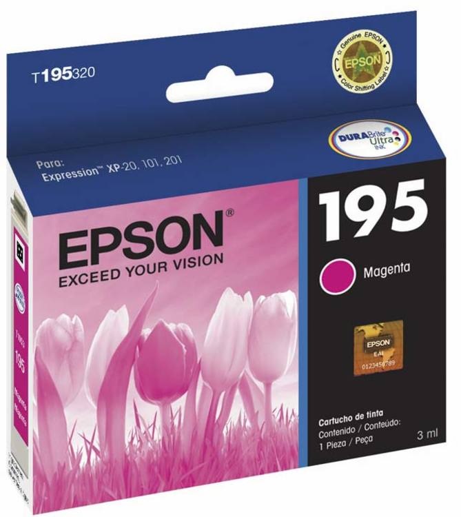 Tinta Epson 195 T195320-AL Magenta | 2301 - Tinta Original Epson 195 Magenta 