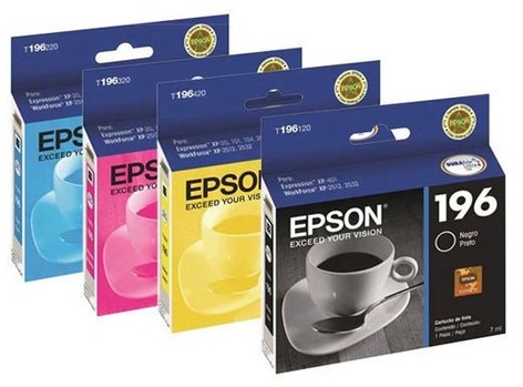 Tinta para Epson Expression XP-411 | 2110 - Tinta Original Epson. El Kit Incluye: T196120-AL Negro, T196220-AL Cyan, T196320-AL Magenta, T196420-AL Amarilla.  