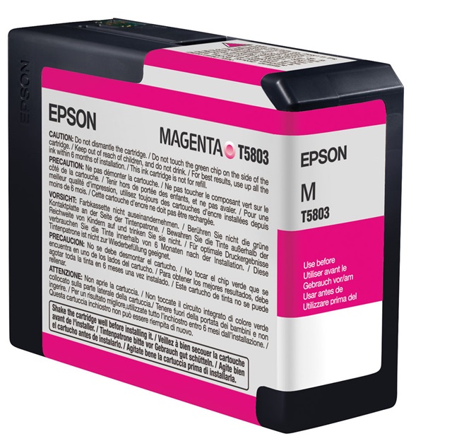 Tinta Epson T5803 Magenta / 80 ml | 2202 - Cartucho de Tinta Original Epson T580300 Magenta de 80 ml. Impresoras Compatibles: Epson Stylus Pro 3800 