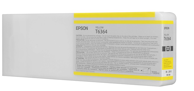 Tinta Epson T6364 Amarillo / 700ml | 2301 - Cartucho de Tinta Original Epson T636400 Amarillo de 700 ml. Plotters Compatibles: Epson Stylus Pro 7700, 7890, 7900, 9700, 9890, 9900 