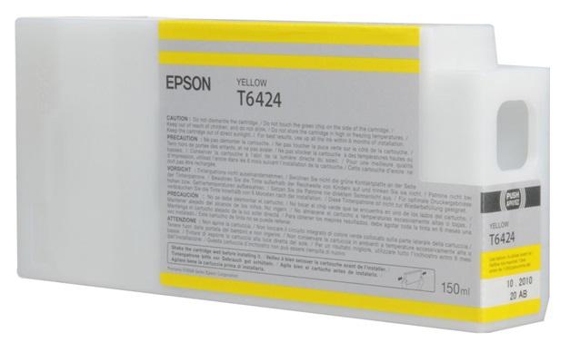 Tinta Epson T6424 Amarillo / 150 ml | 2301 - Cartucho de Tinta Original Epson T642400 Amarillo de 150 ml. Impresoras Compatibles: Epson Stylus Pro 7700, 7880, 7890, 7900, 9700, 9880, 9890, 9900, WT7900 
