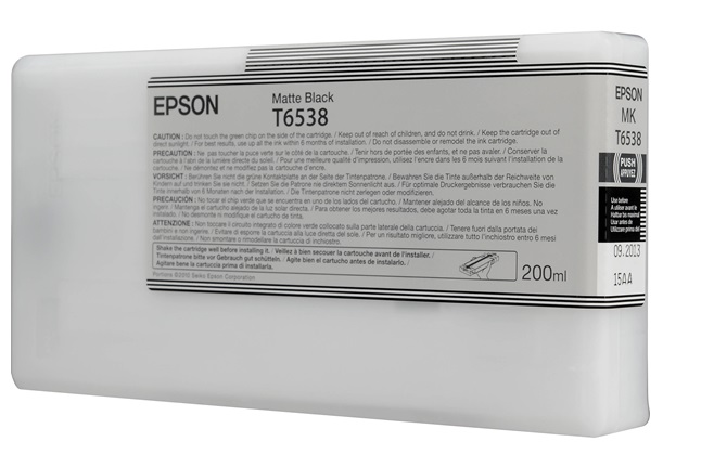 Tinta Epson T6538 Negro Matte  / 200ml | 2301 - Cartucho de Tinta Original Epson T653800  Negro Matte de 200 ml. Plotters Compatibles: Epson Stylus Pro 4900  