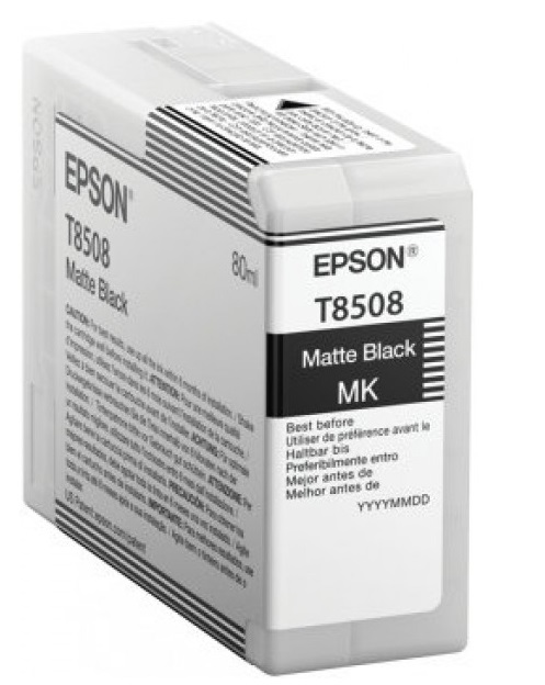 Tinta Epson T8508 Negro Matte / 80ml | 2301 - Cartucho de Tinta Original Epson T850800 Negro Matte de 80 ml. Impresoras Compatibles: Epson SureColor P800 