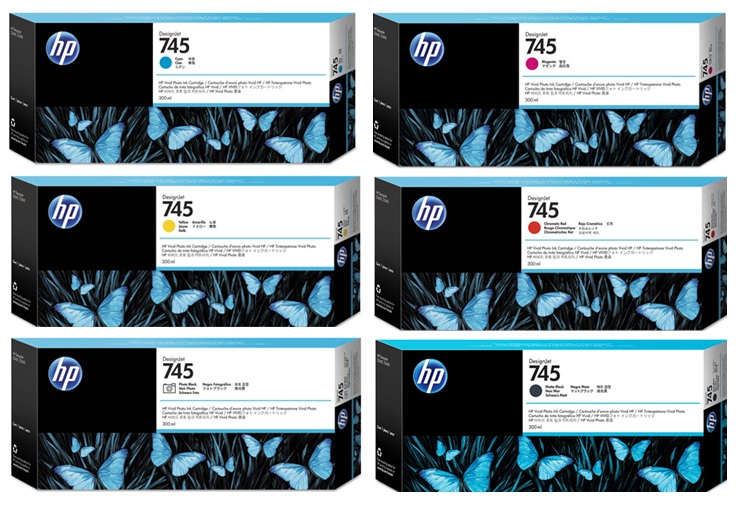 Tinta para Plotter HP DesignJet Z2600 / HP 745 130ml | 2208 - HP 745 / Original Tinta. El Kit incluye: F9J95A F9J96A F9J97A F9J98A F9J99A F9K00A HP745 