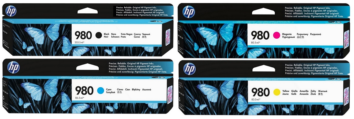 Tinta para HP OfficeJet X555 / HP 980 | Original Ink Cartridge HP 980. El Kit Incluye: D8J07A D8J08A D8J09A D8J10A HP980 X555dn X555xh 